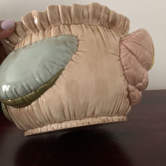 Vintage 1987 Duck/Goose Ceramic Planter Signed REHM Tan/Green/Orange 7" X 6" - Picture 9 of 12